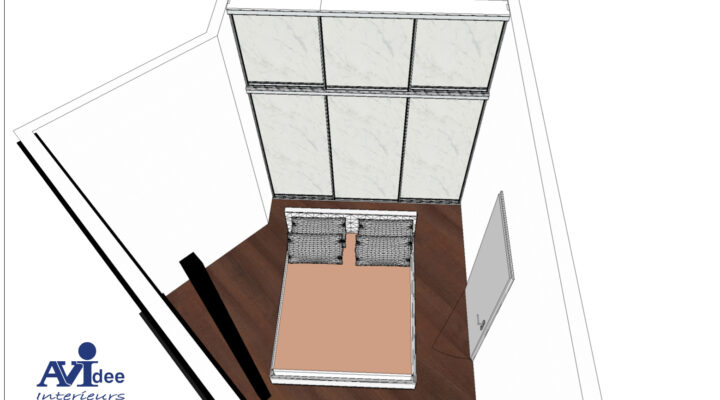Slaapkamer 3D afbeelding topview